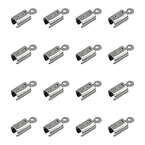 UNICRAFTALE Stainless Steel Cord Ends 200pcs Leather Cord End Caps Cord 6x3.5mm Inner Diameter End Caps Terminators Cord Finding for Jewelry Making Kit, Stainless Steel Color