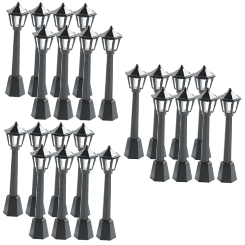 Sosoport 3sets Miniature Decorative Street Light Vintage Mini House Supply Led Miniature Lamps 8pcs*3