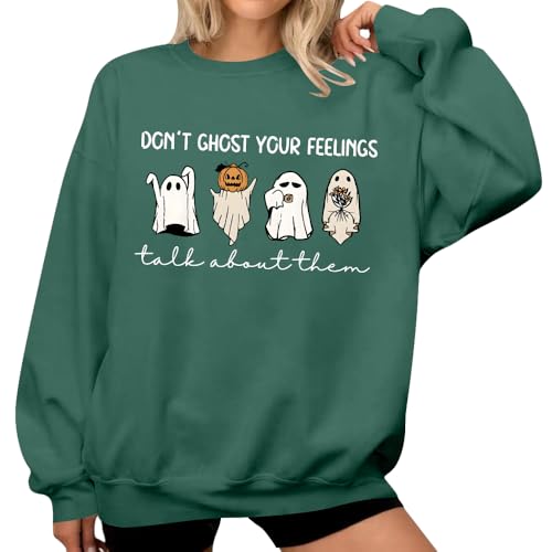 Don't Ghost Your Feelings Talk About Them Sweatshirt Halloween Ghost Hoodie Crew & Hooded Neck Long Sleeve Tops4