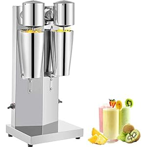 VEVOR Milkshake Maker Kit, Stainless Steel Electric Milkshake Maker, 180W Milkshake Machine, Double Head Classic Milkshake Maker with 800ml Cup, Silver Milkshake Maker Machine, 2 Speed Adjustable