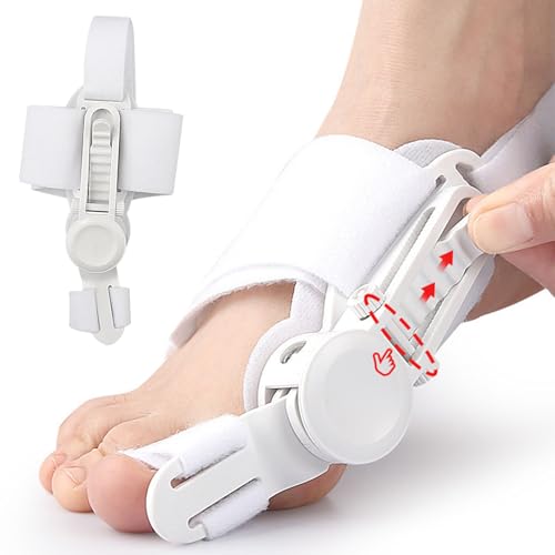 Bunion Corrector for Women & Men - Adjustable Big Toe Bunion Relief Toe Straightener Bunion Splints, Upgraded Press-Button Orthopedic Bunions Correction Suitable for Left/Right Feet -1PC White