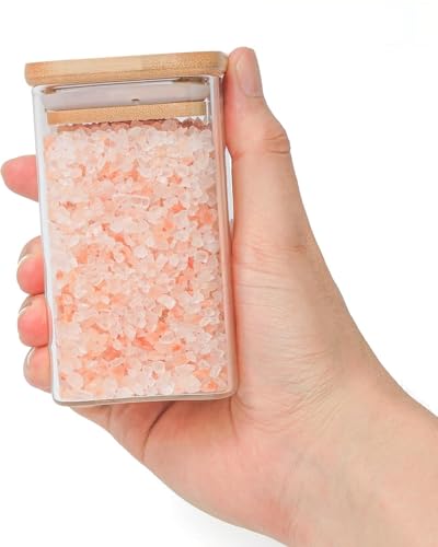 Image of 270 Ml Glass Spice Jars Set with Bamboo Lids & Square Spice Jars for Kitchen Storage and Organization set of 12(12, SQUARE BAMBOO LID GLASS JAR 270 ml -)