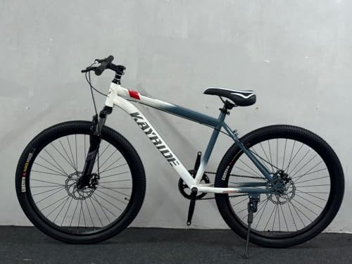 Image of Single Speed 26T Mountain Bicycle for Adults (18 Inch Steel Frame, Dual Disc Brakes, Alloy Rims, 26x2.40 Wide Tyres, Front Suspension, Mudguards & Side Stand, Unisex City & Trail MTB, White /Grey)