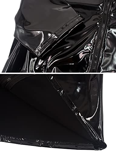 Image of AIEOE Men's Leather Metallic Shirts Shiny Slim Fit Stretch Top Wetlook Club Party Undershirts