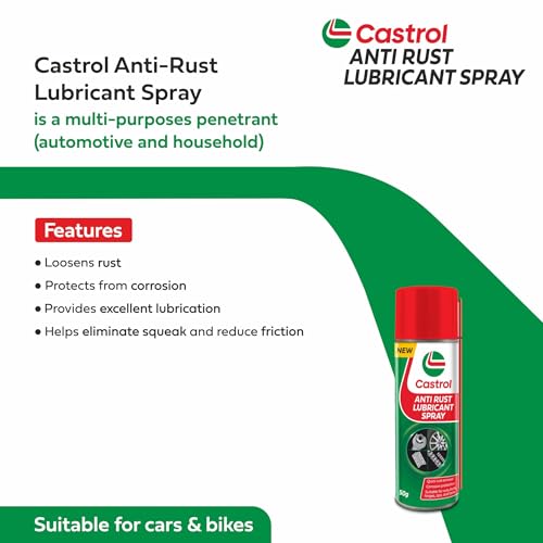 Castrol ANTI RUST LUBRICANT SPRAY for Bikes and Cars (75ML) | Loosens Rust | Protects from Corrosion | Excellent Lubrication | Eliminates squeaks and reduces friction