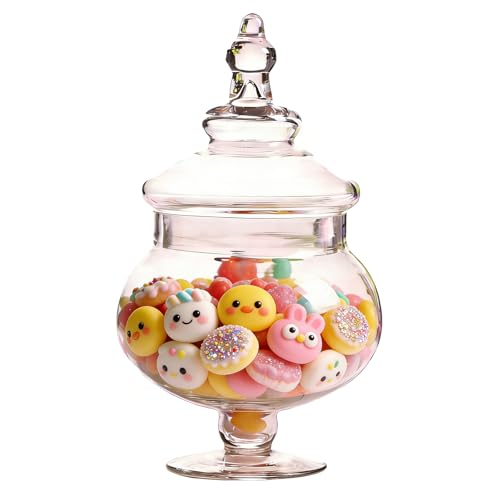 FCQLFYF Pot à Bonbons, Bocal en Verre à Bonbons avec Couvercle, Récipient de Conservation Alimentaire Réutilisable pour Biscuits, Desserts, Gelées,...