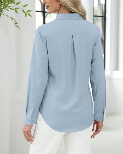 Image of J.VER Button Down Shirts for Women Stretch Collared Long Sleeve Dress Shirt | Business Casual, for Work Office, Meetings, Dinner, Dates, Travel, Leisure, Elegant, Workout, Social Gathering, Commute