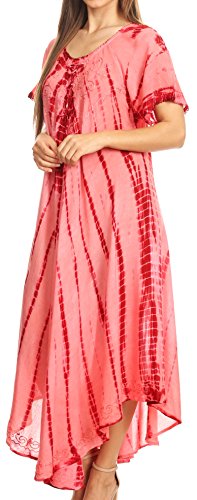 Sakkas 60Se Melika Tie Dye Caftan Dress - Red - One Size #TOP2