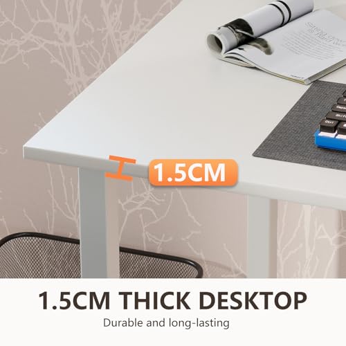 Image of BestOffice Computer Desk,Home Office Desk, Modern Simple Style for Home Office Study Writing (White, 55 Inch)