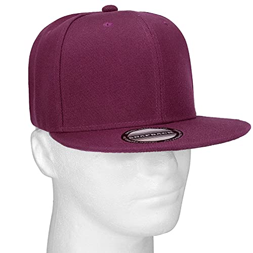 Image of Classic Snapback Hat Cap Hip Hop Style Flat Bill Blank Solid Color Adjustable Size