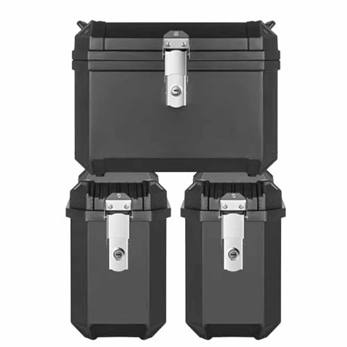 BSFFZ Motorcycle Side Case Cases for BMW G 310 GS 2017 Waterproof Saddlebags Large Capacity Quick Release Motorbike Side Bag Universal Luggage Bag with Lock, Side Box + Tail Box-Black