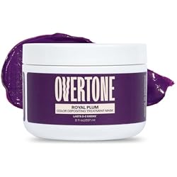 Overtone Semi Permanent Hair Color Conditioner, Royal Plum, 8 oz, Nourishing, Damage-Free, Color Depositing Mask for All Hair Types with Shea Butter & Coconut Oil, Vegan & Cruelty-Free