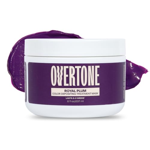 Overtone Semi Permanent Hair Color Conditioner, Royal Plum, 8 oz, Nourishing, Damage-Free, Color Depositing Mask for All Hair Types with Shea Butter & Coconut Oil, Vegan & Cruelty-Free