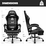 N-GEN GAMING Video Gaming Chair with Footrest Lumbar Support for Home Office High Back Recliner Height Adjustable Ergonomic Comfy Leather Computer Desk Chair (Black) - Image 3