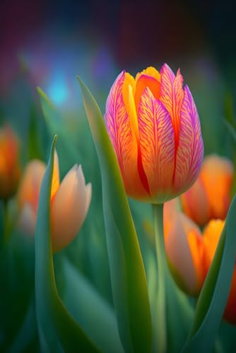 Fleur de tulipe sur toile murale Meechi pour illuminer votre salon