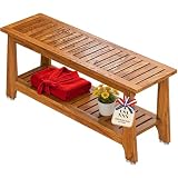 NNN 42" Commercial Heavy Duty Teak Shower Bench, Patented, Non-Slip Stable