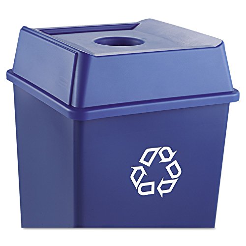 Image of Rubbermaid Commercial Products Untouchable Square Bottle /Can Recycling Lid for 35G & 50G Containers, Blue Recycling