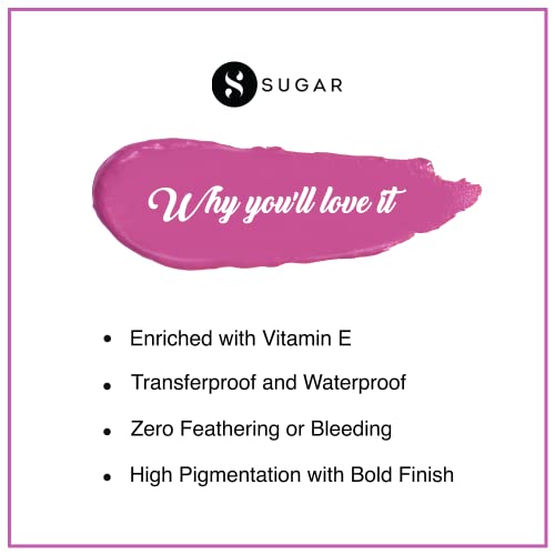 Image of SUGAR Cosmetics Smudge Me Not Liquid Lipsticks for Women | Transferproof & Waterproof | Lasts 12+ Hours | Matte Lipstick | 4.5ml - 48 Violet Bullet (Violet Red)