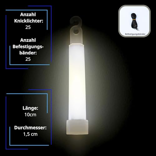 Power-Knicklicht. 4" - 25er Bulkpack Weiß (Länge 10cm Durchmesser ca.1,5 cm) – Bild 4