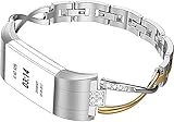 Wearlizer Replacement for Fitbit Charge 2 Bands for Women Metal Bangle/Bracelet/Assesories/Straps/Wrist Band for Fitbit Charge hr 2 Women Small Large (Gold+Silver)