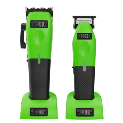 Image of TPOB Play Barber Hair Clippers for Men 7500 RPM with Rubber Grips (Green 2 Set)
