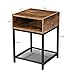 VASAGLE Nightstand, End Table with Open Compartment and Mesh Shelf, Night Table, Bedroom, Easy Assembly, Space-Saving, Industrial, Rustic Brown and Black ULET46X
