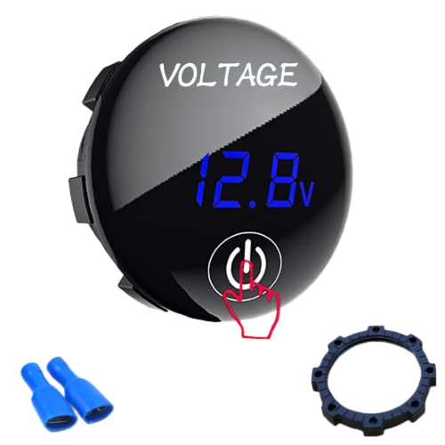 Intckwan Voltmètre numérique LED 12 V 24 V CC étanche pour voiture, bateau, véhicule marin,...