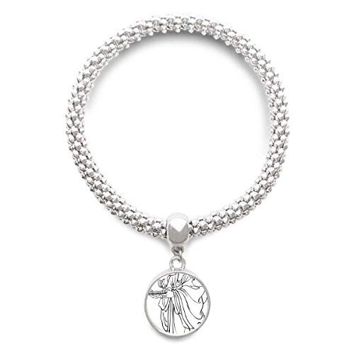 Bracelet Bouddhisme Chinois en argent avec pendentif rond pour femme élégante