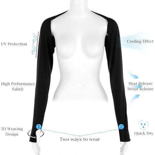 Grevosea 2 Pack Cooling Shawl Arm Sleeves UV Protection Sun Sleeves Sun Protection Arm Sleeve with Finger Hole for Women4