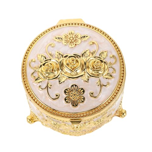 Amosfun Caixa de jóias de luxo com design de flores ideal como presente de vaidade para guardar joias colares pulseiras brincos anéis etc. pequeno