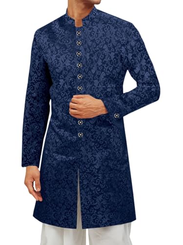 Runcati Mens Kurta Sherwani Coats Kaftan Indian Ethnic Royal Suits Mandarin Collar Wedding Festive Party Blazer