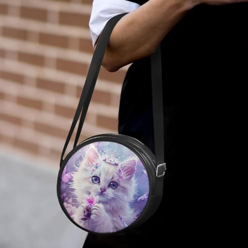 Leather Crossbody Bags for Women, Round Shoulder Purse Circle Bag Wallet Small Women Handbag4