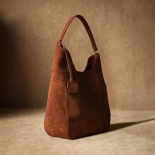 Image of Theater Fudge Shoulder Bag for Women | Structured Faux Leather & Faux Suede Hobo Tote with Magnetic Closure | Spacious Everyday Handbag with Internal Zip Pocket