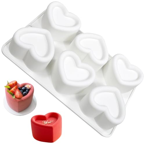 HGSHUO Moldes de Silicona Corazón Molde Día de San Valentín Molde de Pastel Mousse Molde de Chocolate Molde para Hornear Moldes para Tartas Moldes de Repostería Día de la Madre Boda