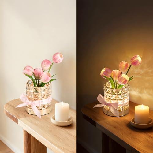 Image of Flower Lamp, Rechargeable Tulip Night Light with Cordless Touch Control