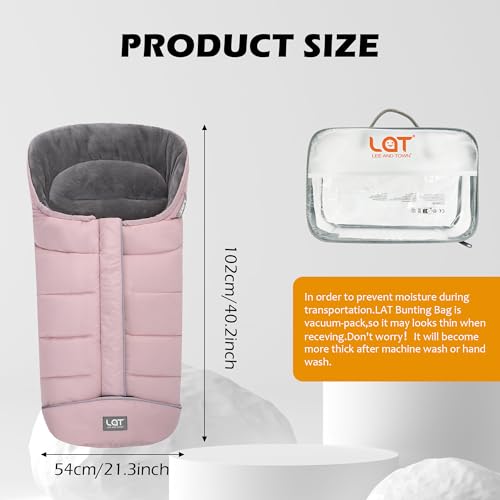 Image of LAT Baby Warm Bunting Bag Universal,Stroller Sleeping Bag Cold Weather,Waterproof Toddler Footmuff (Basic,Pink)