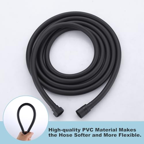 Manguera de ducha negra mate Aleasha de PVC de 140 pulgadas resistente 3