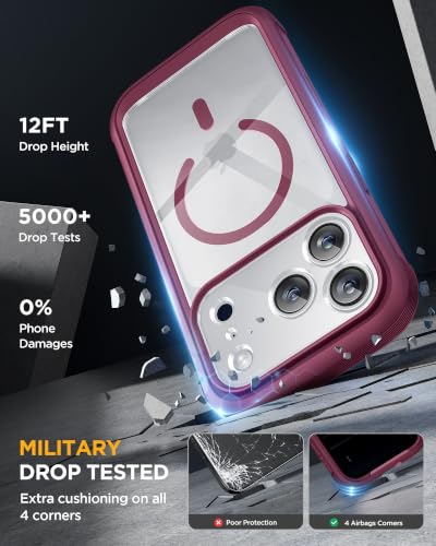 Image of Miracase for iPhone 17 Pro Privacy Series Case, Magsafe, Cherry | Built-in Privacy Screen Protector | 360 Full Protection | Colored Bezel & Clear Back | Shock-Absorbent | 6,3 Inch