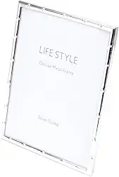 WOLFF Porta-Retrato de Aço Bambu Prata 15cm x 20cm - Enxoval - Casamento - Decoração - Álbum de Fotos - Enfeites - Moldura Elegante Para Mesa e Parede