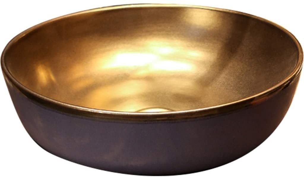 Ceramiczna Umywalka Łazienkowa, Umywalka Nablatowa, Styl Industrialny, Czarne Szkliwo Metalowe, Umywalka Dekoracyjna, 4215 Cm