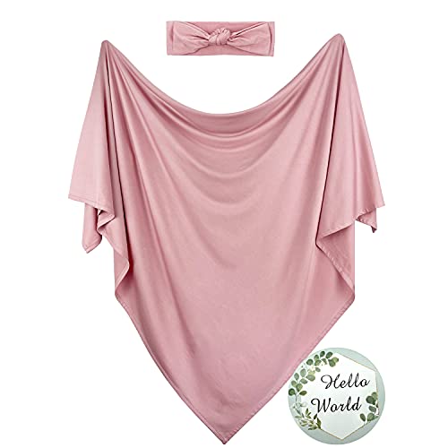 Image of OWLOWLA Swaddle Blanket and Hat Set Newborn Swaddle Wrap Baby Receiving Blanket for Baby Boys Girls(Blush)