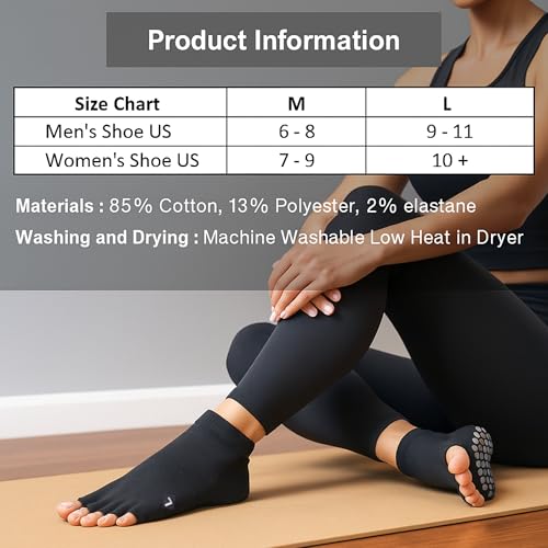 Soxsense Toeless Grip Socks for Pilates & Yoga, Open Toe Non Slip Socks with Cushion for Barre, Dance, Workout 2Pairs3