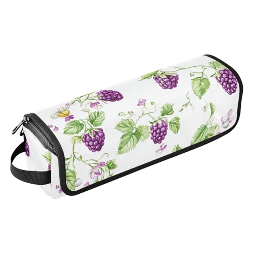 Bolsa de viaje para herramientas para el cabello y alfombrilla resistente al calor, impermeable, organizador de viaje para alisadores, rizadores, secador de pelo, divertida bayas, frutas, morado,