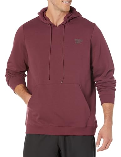 Reebok Men's ID Fleece Pullover Hoodie, Classic Maroon/Black, L