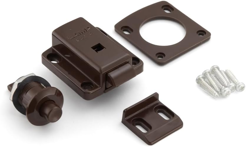 SL-B211-BR Push Button Lock for Door Thickness 18 to 21 mm Brown Finish for Motorhome Removal Yacht Interior Caravan Furniture