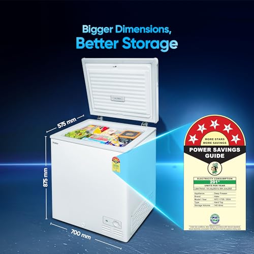 Image of Haier HFC-175SM5, 5 Star Rating, Single Door Convertible Deep Freezer, Inside Metal Liner with Deo Fresh Technology, Compact Design & Removable Gasket (White 146L)