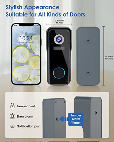 Zumimall 2K Fhd Doorbell Camera Wireless, Wifi Video Doorbell Camera With Chime, Ip66 Waterproof, Motion Detection, Night Vision, 2-Way Audio, Local & Cloud Storage, 2.4G Wifi, 30S Voice Message #TOP1