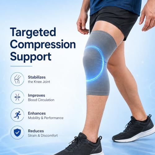 Image of Unisex Grey Knee Cap | Adjustable Support for Knee Pain Relief & Injury Prevention | Breathable, Comfortable & Durable | Ideal for Sports, Recovery & Daily Use - (Size - L)