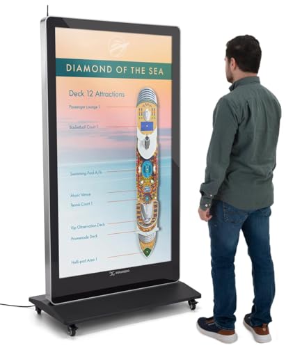 Image of Displays2go 65 inch Non-Touch Digital Poster Kiosk, Single Sided, Android 11 OS, Caster Wheels (65, Inches)