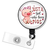 ERHACHAIJIA Just A Girl Who Loves Pigs Retractable Badge Holder with Alligator Clip for Nurses Docto